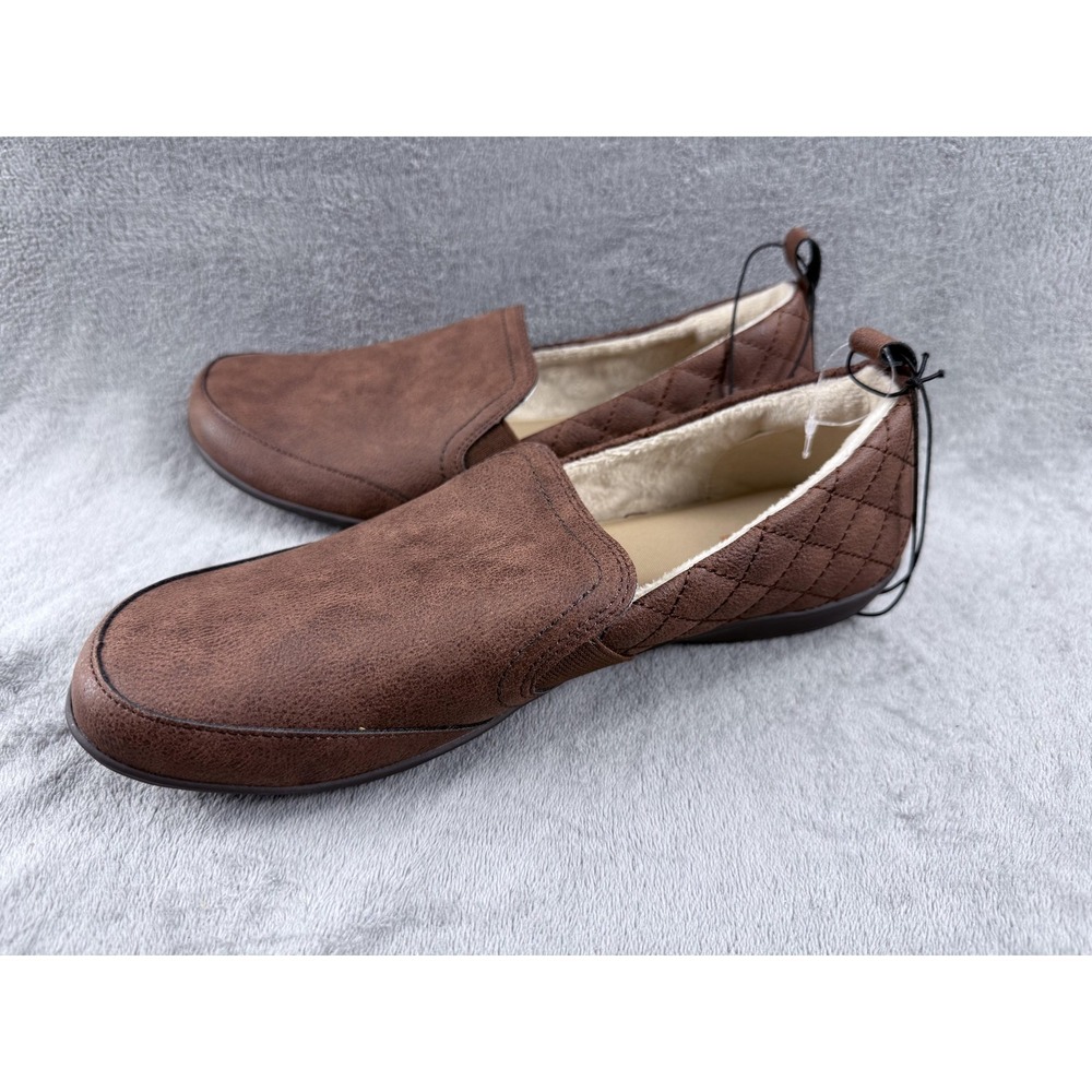 Jsport Shoes Womens Size 8 Brown Slipper Slip‎ On Quilted Faux Fur Lined 55LSA34